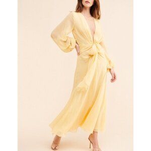 Ronny Kobo Shanti Maxi Dress Women M Butter Yellow Vintage Elegant Luxury Formal